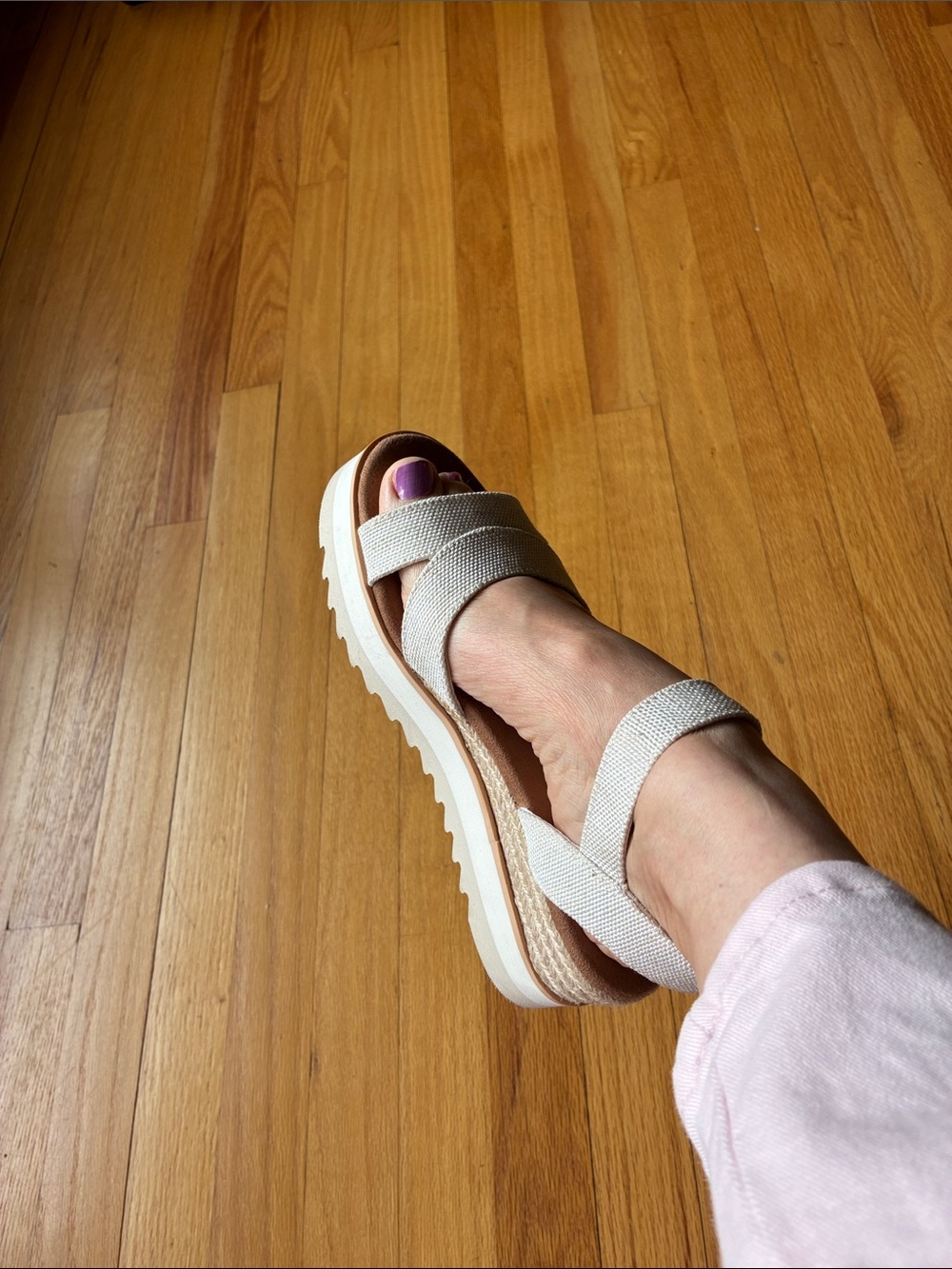 Toms Louisa Platform Espadrille Wedge Sandals, White/Cream, Size 7 - Picture 7 of 8